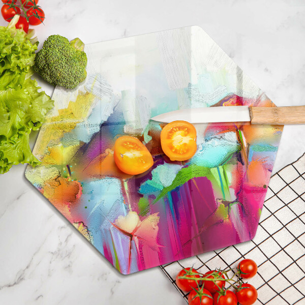 Deska szklana do kuchni Malowane farbami kwiaty