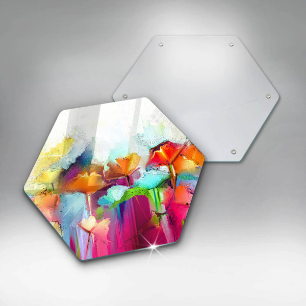 Deska szklana do kuchni Malowane farbami kwiaty