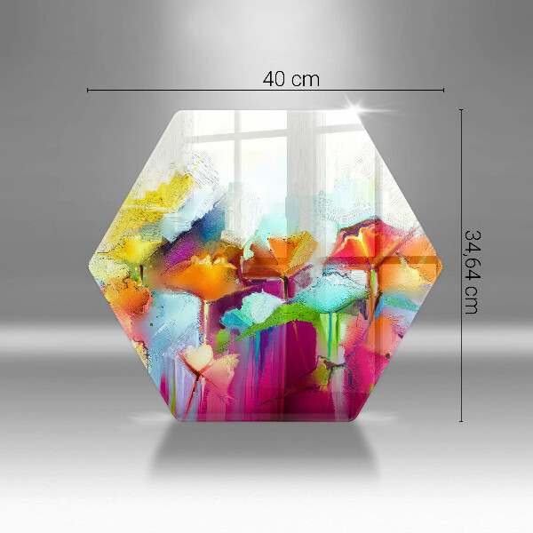 Deska szklana do kuchni Malowane farbami kwiaty