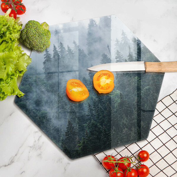 Deska szklana do kuchni Las drzewa i mgła