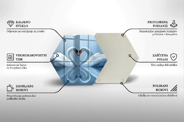 Deska szklana do kuchni Dwa łabędzie serce
