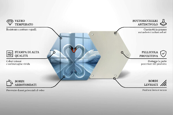 Deska szklana do kuchni Dwa łabędzie serce