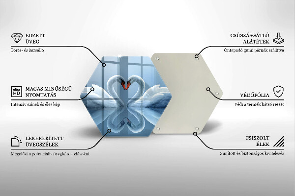 Deska szklana do kuchni Dwa łabędzie serce