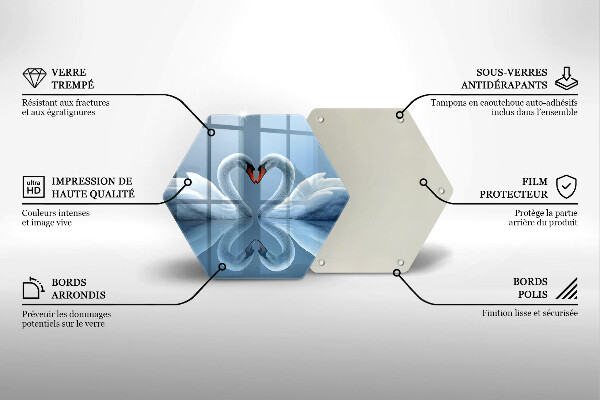 Deska szklana do kuchni Dwa łabędzie serce
