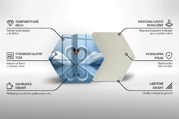 Deska szklana do kuchni Dwa łabędzie serce