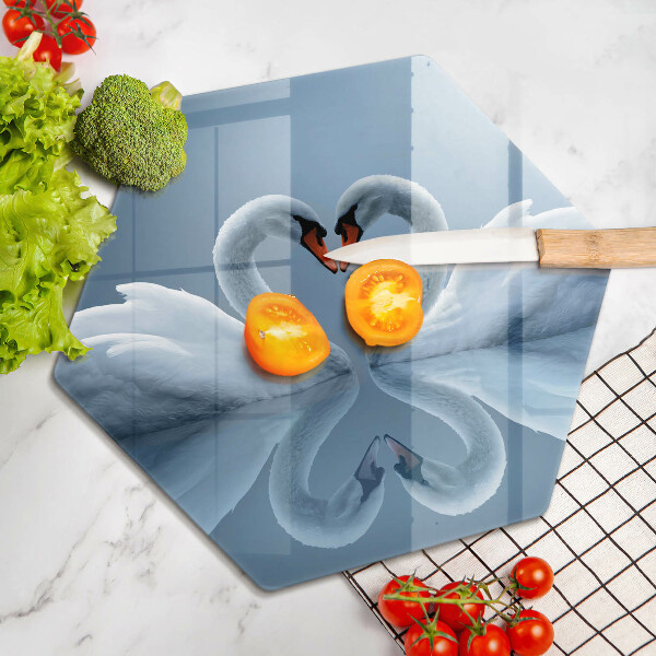 Deska szklana do kuchni Dwa łabędzie serce