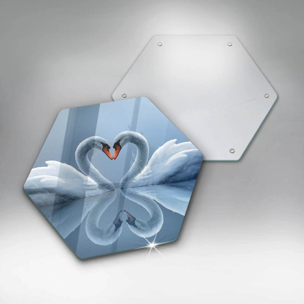 Deska szklana do kuchni Dwa łabędzie serce