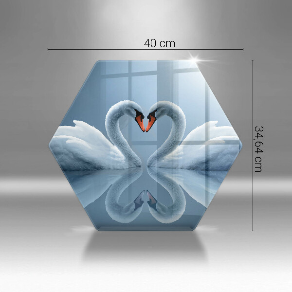 Deska szklana do kuchni Dwa łabędzie serce