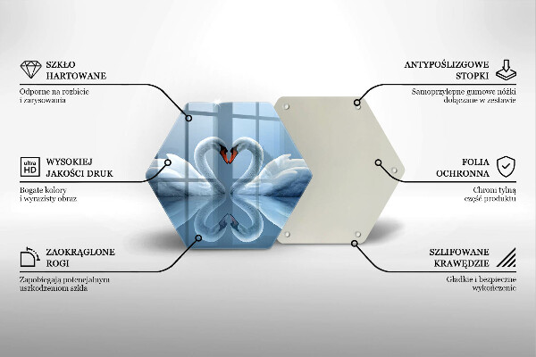 Deska szklana do kuchni Dwa łabędzie serce
