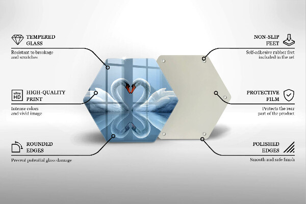 Deska szklana do kuchni Dwa łabędzie serce