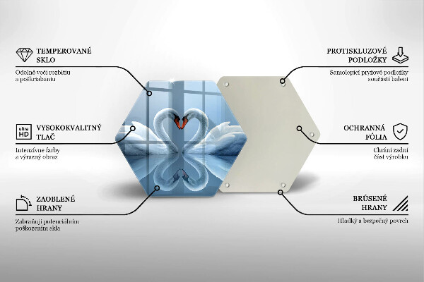 Deska szklana do kuchni Dwa łabędzie serce