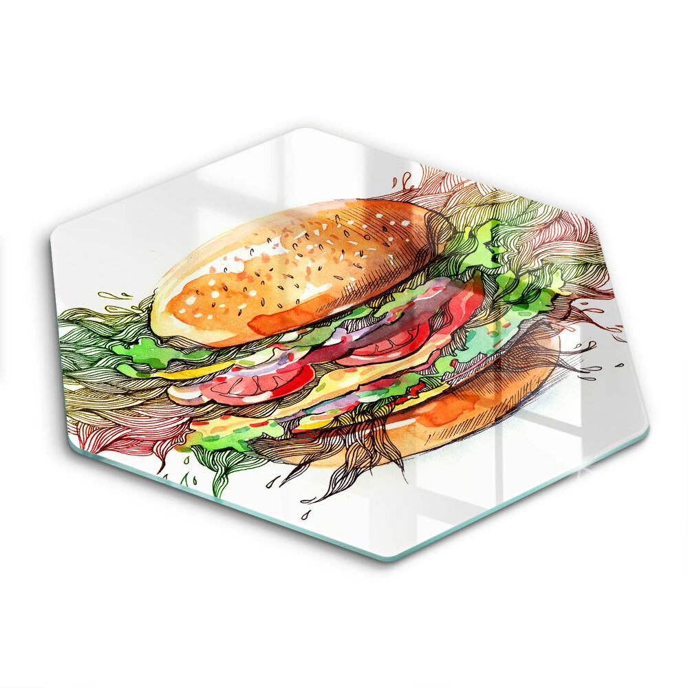 Deska szklana do kuchni Rysunek hamburger