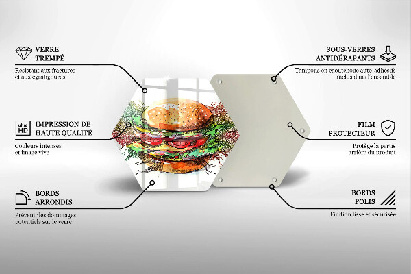 Deska szklana do kuchni Rysunek hamburger