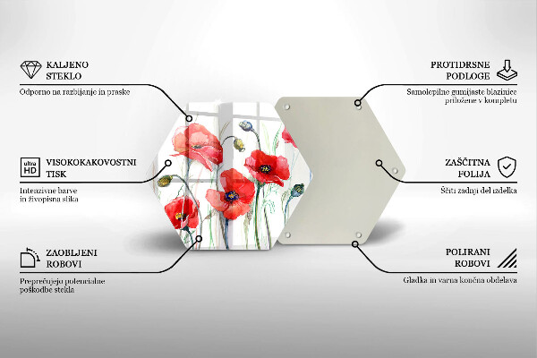 Deska szklana do kuchni Kwiaty czerwone maki
