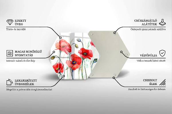 Deska szklana do kuchni Kwiaty czerwone maki