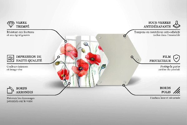 Deska szklana do kuchni Kwiaty czerwone maki