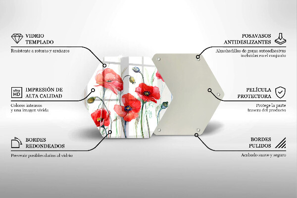 Deska szklana do kuchni Kwiaty czerwone maki