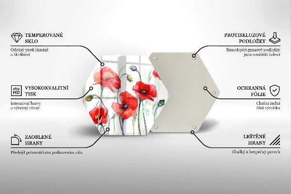 Deska szklana do kuchni Kwiaty czerwone maki