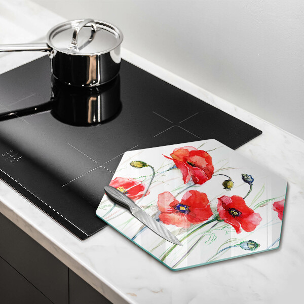 Deska szklana do kuchni Kwiaty czerwone maki