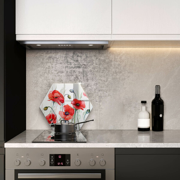 Deska szklana do kuchni Kwiaty czerwone maki