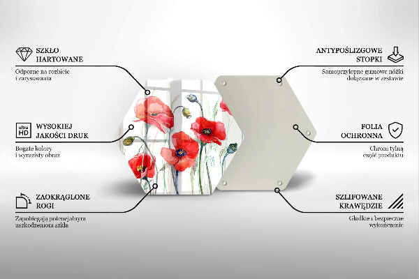 Deska szklana do kuchni Kwiaty czerwone maki