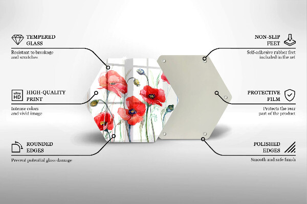 Deska szklana do kuchni Kwiaty czerwone maki
