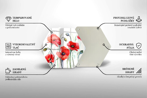 Deska szklana do kuchni Kwiaty czerwone maki