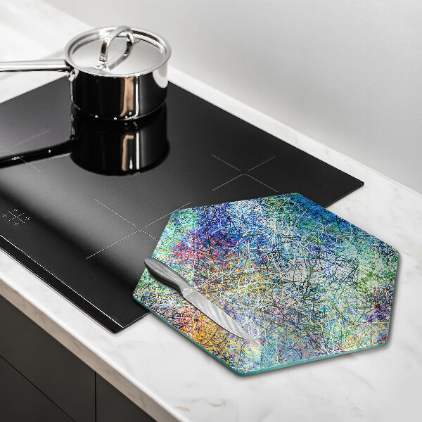 Deska szklana do kuchni Kolorowa abstrakcja linii