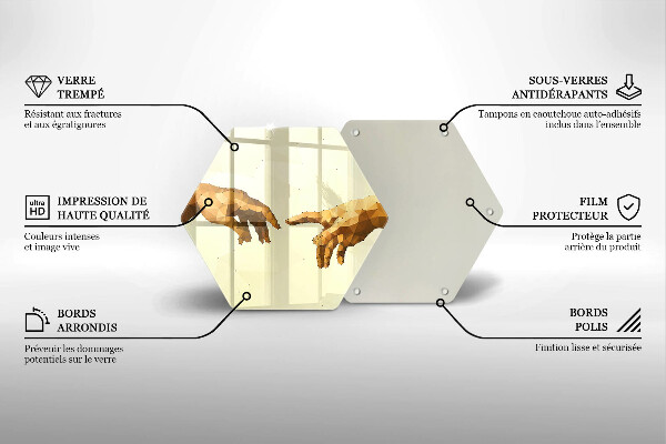 Deska szklana do kuchni Stworzenie Adama dłonie