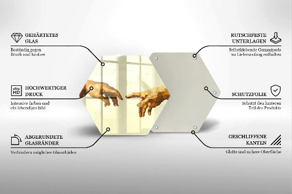 Deska szklana do kuchni Stworzenie Adama dłonie