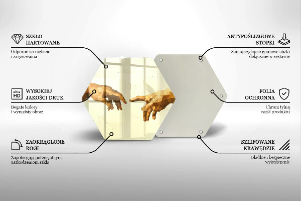 Deska szklana do kuchni Stworzenie Adama dłonie