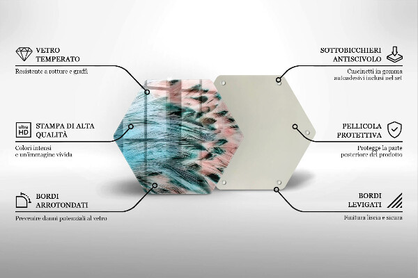 Deska szklana do kuchni Boho ptasie pióra