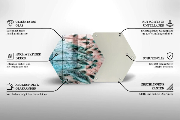 Deska szklana do kuchni Boho ptasie pióra