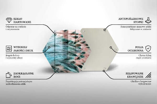 Deska szklana do kuchni Boho ptasie pióra