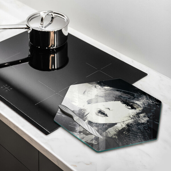 Deska szklana do kuchni Malunek kobiety