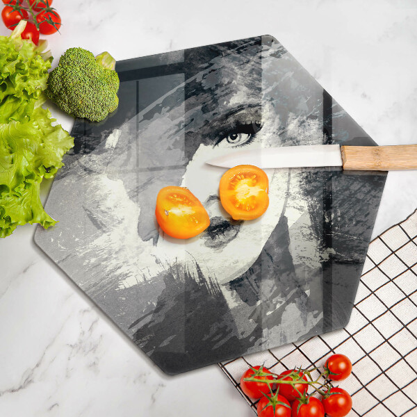 Deska szklana do kuchni Malunek kobiety