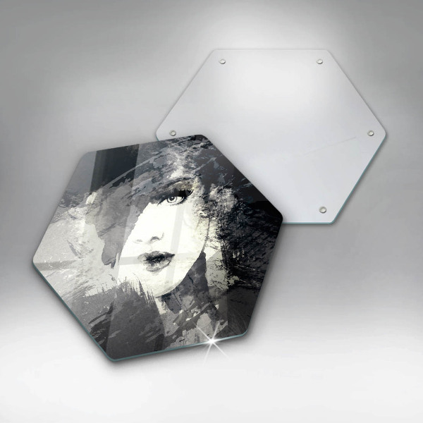 Deska szklana do kuchni Malunek kobiety