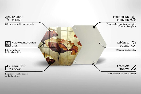 Deska szklana do kuchni Malowane boho kwiaty