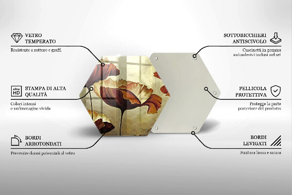 Deska szklana do kuchni Malowane boho kwiaty