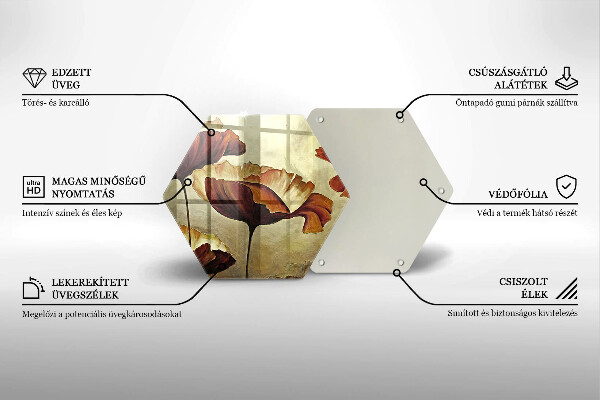 Deska szklana do kuchni Malowane boho kwiaty