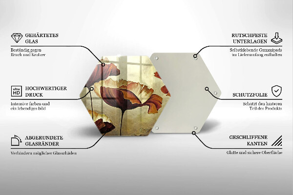 Deska szklana do kuchni Malowane boho kwiaty