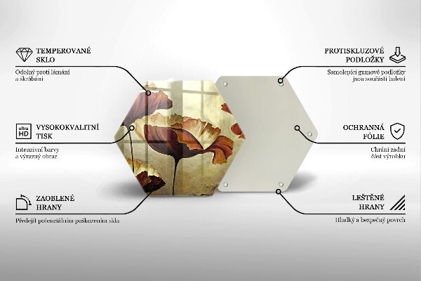 Deska szklana do kuchni Malowane boho kwiaty