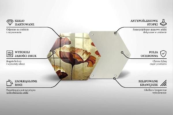 Deska szklana do kuchni Malowane boho kwiaty