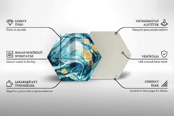 Deska kuchenna Błękitna abstrakcja złoto