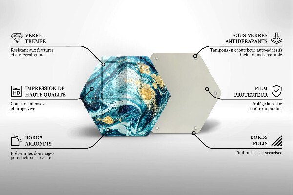 Deska kuchenna Błękitna abstrakcja złoto