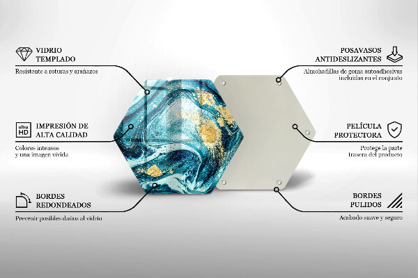 Deska kuchenna Błękitna abstrakcja złoto