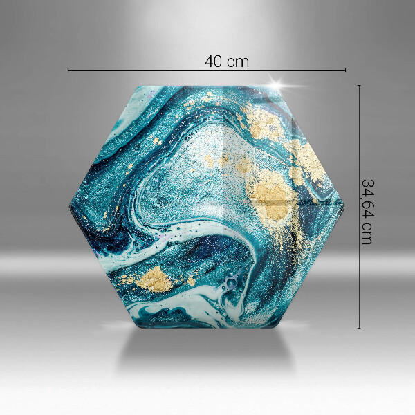 Deska kuchenna Błękitna abstrakcja złoto