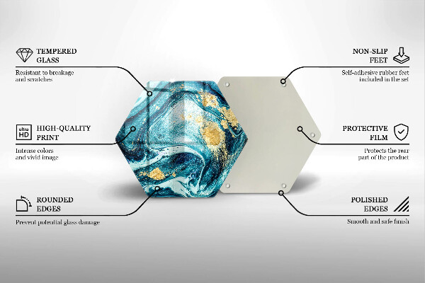 Deska kuchenna Błękitna abstrakcja złoto