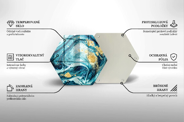 Deska kuchenna Błękitna abstrakcja złoto