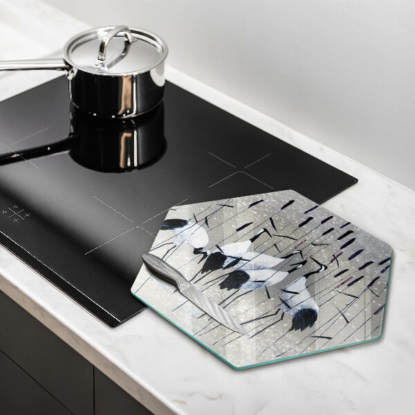 Deska szklana do kuchni Japońskie żurawie